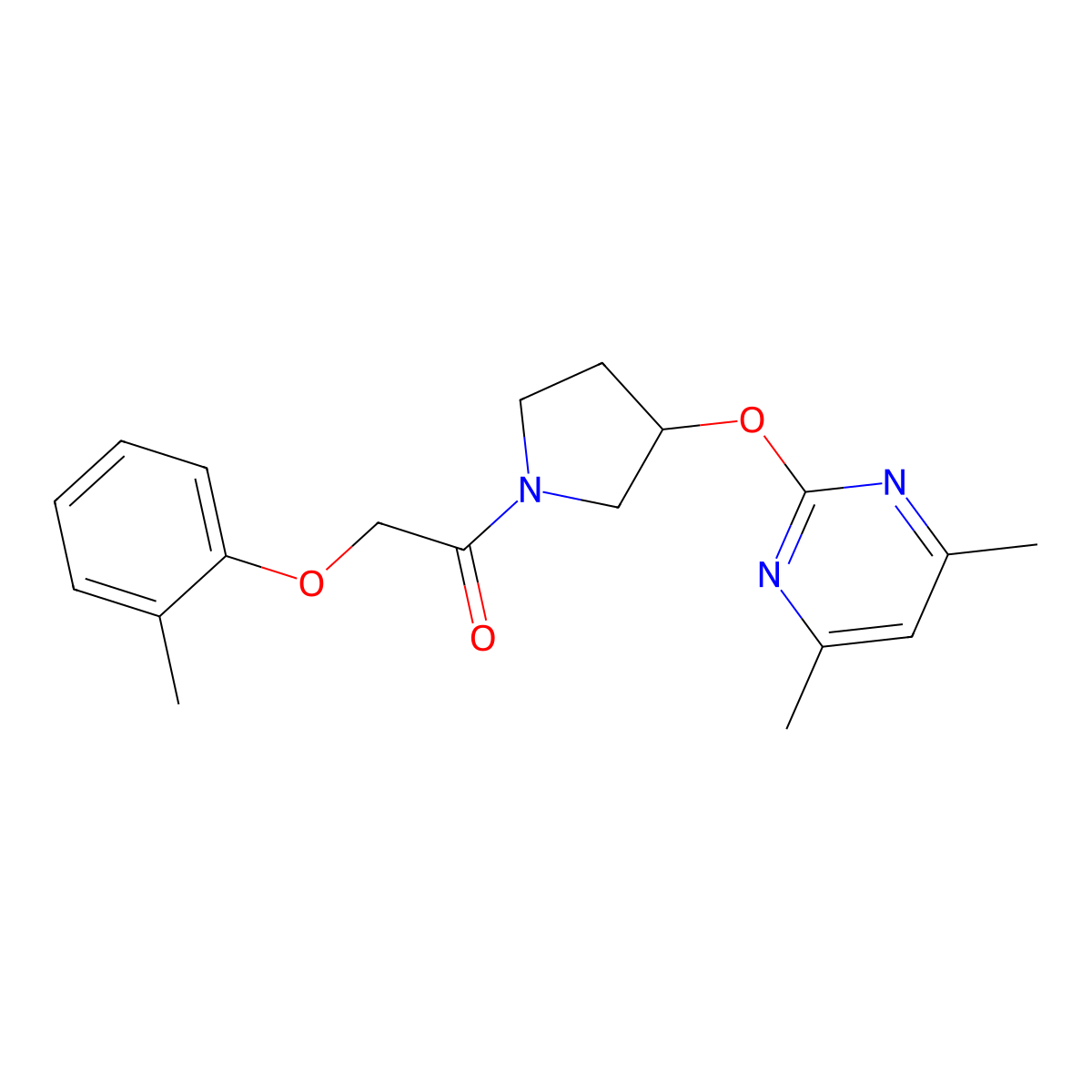 1-(3-((4,6-Dimethylpyrimidin-2-yl)oxy)pyrrolidin-1-yl)-2-(o-tolyloxy)ethanone molecular structure, CAS 2034498-20-7