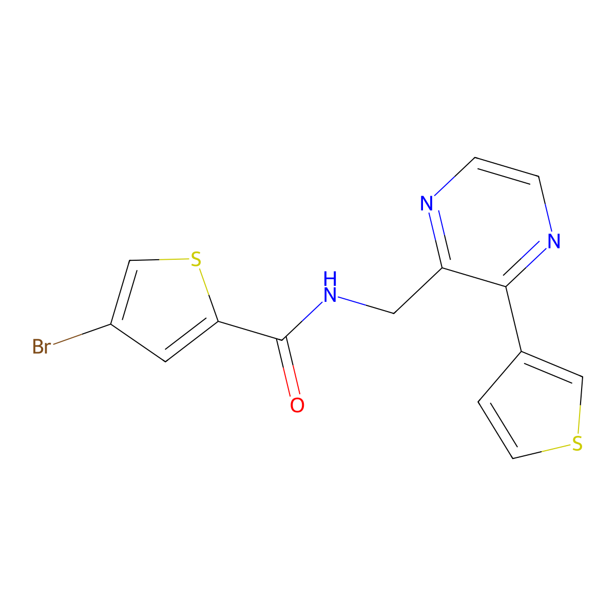 4-bromo-N-{[3-(thiophen-3-yl)pyrazin-2-yl]methyl}thiophene-2-carboxamide molecular structure, CAS 2034498-21-8