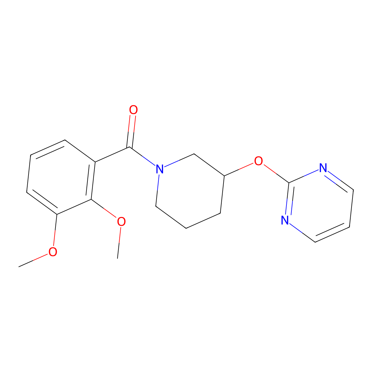 (2,3-Dimethoxyphenyl)(3-(pyrimidin-2-yloxy)piperidin-1-yl)methanone molecular structure, CAS 2034498-22-9