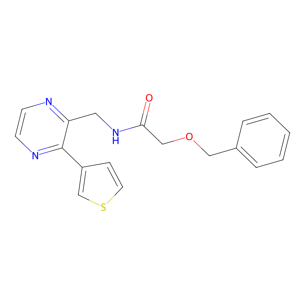 2-(benzyloxy)-N-((3-(thiophen-3-yl)pyrazin-2-yl)methyl)acetamide molecular structure, CAS 2034498-32-1