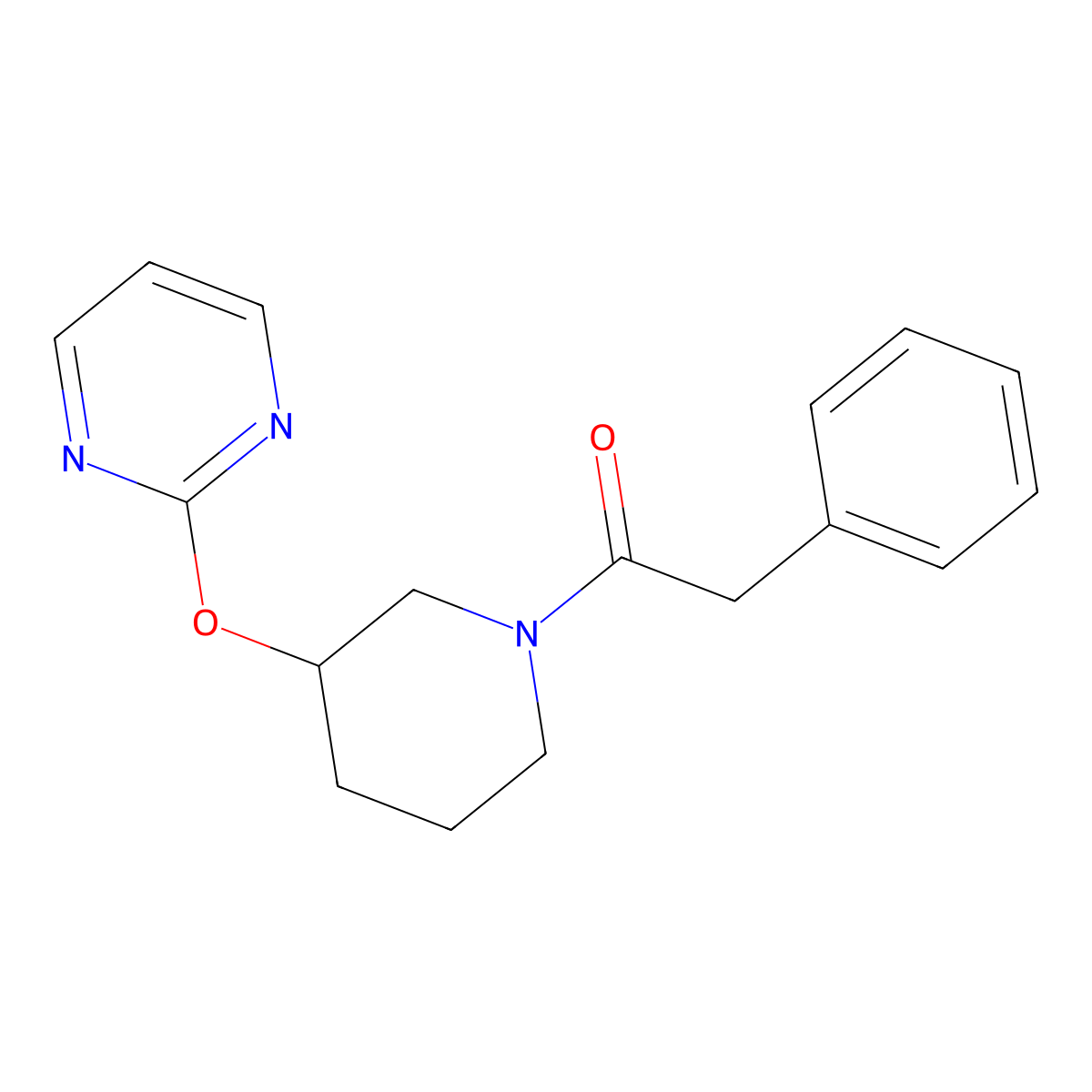 2-Phenyl-1-(3-(pyrimidin-2-yloxy)piperidin-1-yl)ethanone molecular structure, CAS 2034498-36-5