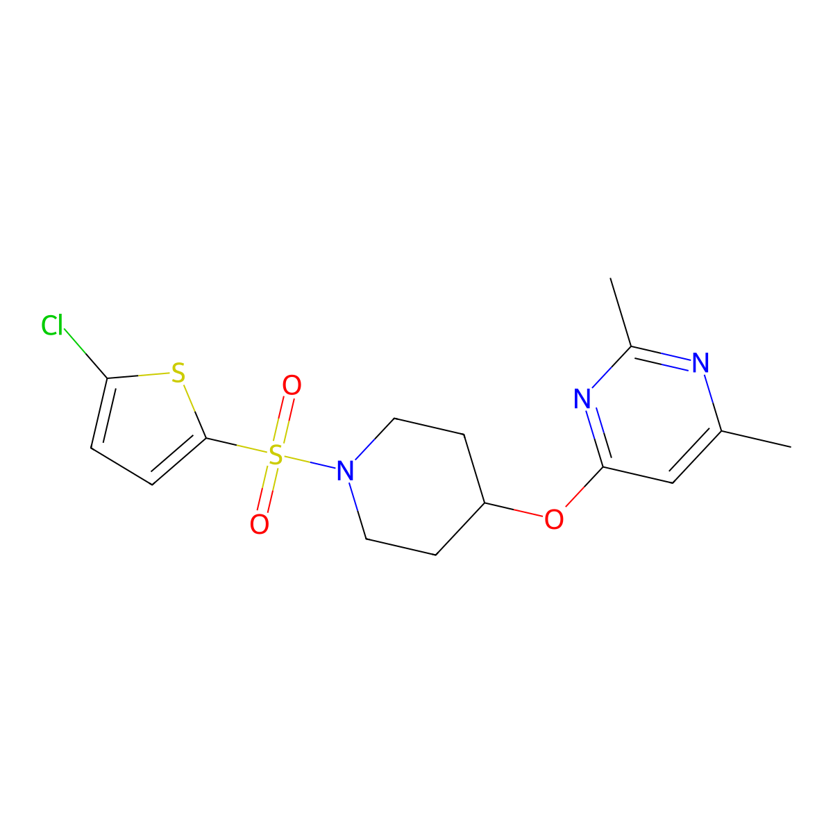 4-((1-((5-Chlorothiophen-2-yl)sulfonyl)piperidin-4-yl)oxy)-2,6-dimethylpyrimidine molecular structure, CAS 2034498-46-7