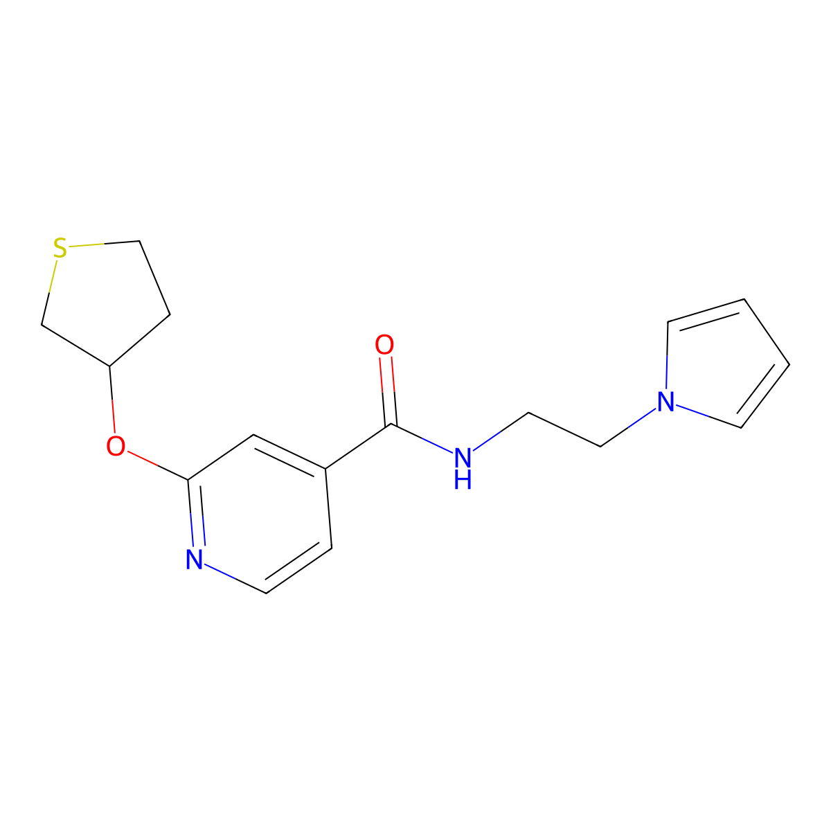 N-(2-(1H-pyrrol-1-yl)ethyl)-2-((tetrahydrothiophen-3-yl)oxy)isonicotinamide molecular structure, CAS 2034498-47-8