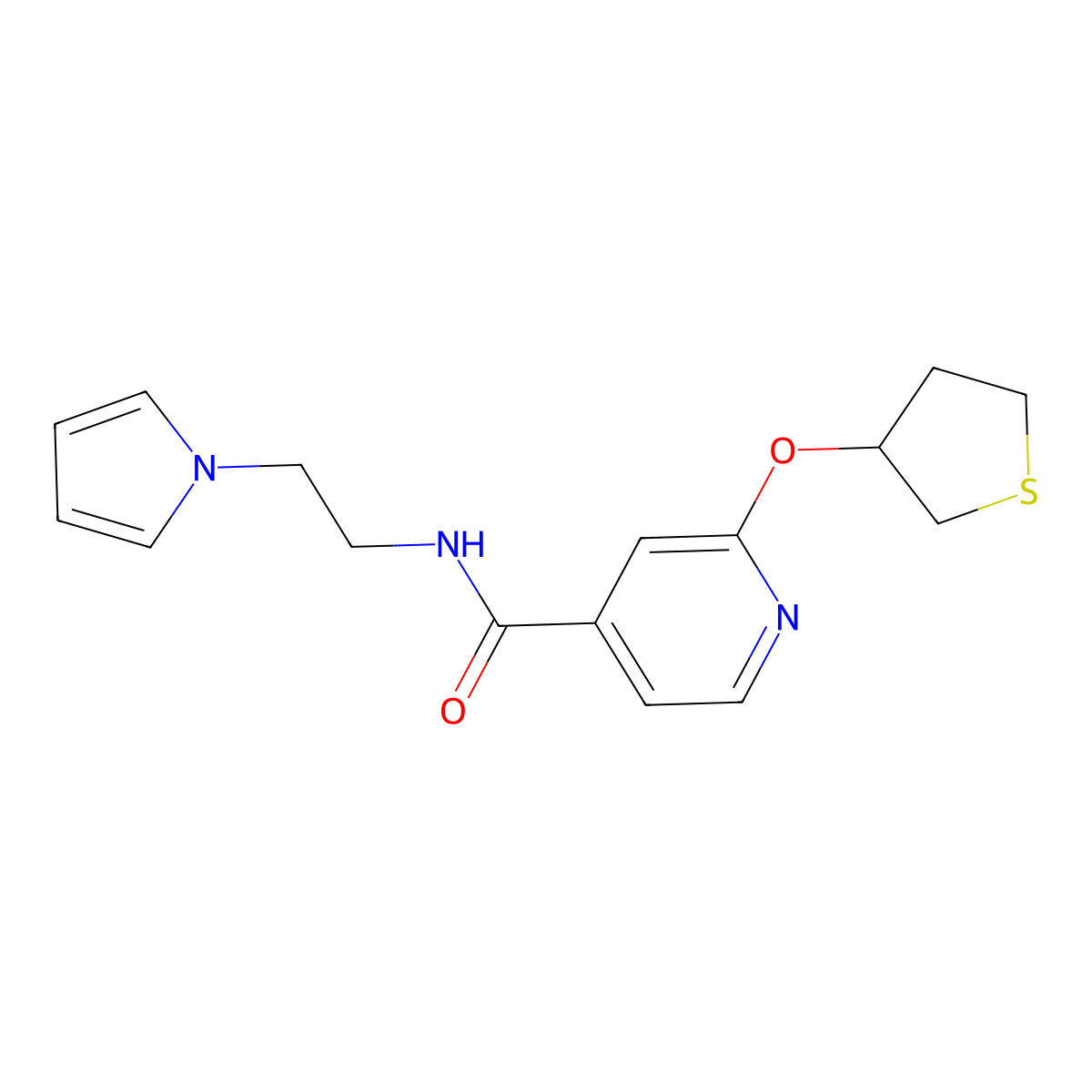 N-(2-(1H-pyrrol-1-yl)ethyl)-2-((tetrahydrothiophen-3-yl)oxy)isonicotinamide molecular structure, CAS 2034498-47-8
