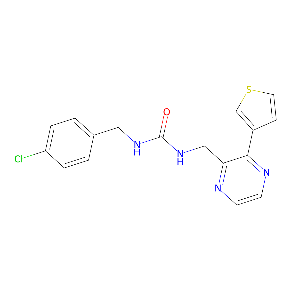 1-[(4-Chlorophenyl)methyl]-3-{[3-(thiophen-3-yl)pyrazin-2-yl]methyl}urea molecular structure, CAS 2034498-53-6