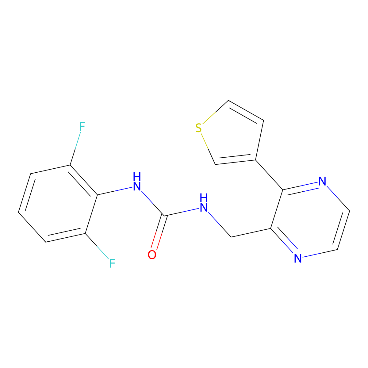 1-(2,6-Difluorophenyl)-3-{[3-(thiophen-3-yl)pyrazin-2-yl]methyl}urea molecular structure, CAS 2034498-63-8