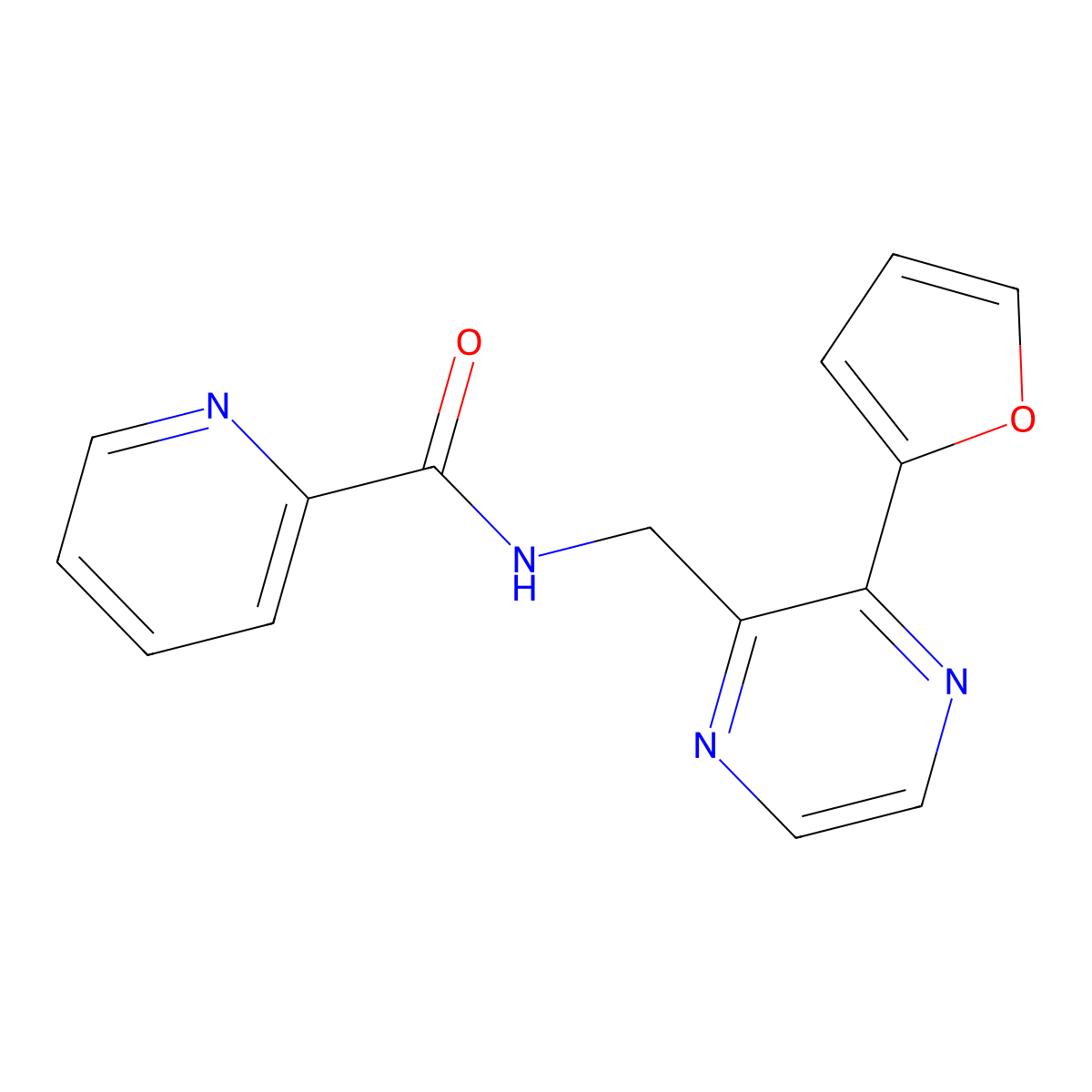 N-((3-(furan-2-yl)pyrazin-2-yl)methyl)picolinamide molecular structure, CAS 2034498-64-9