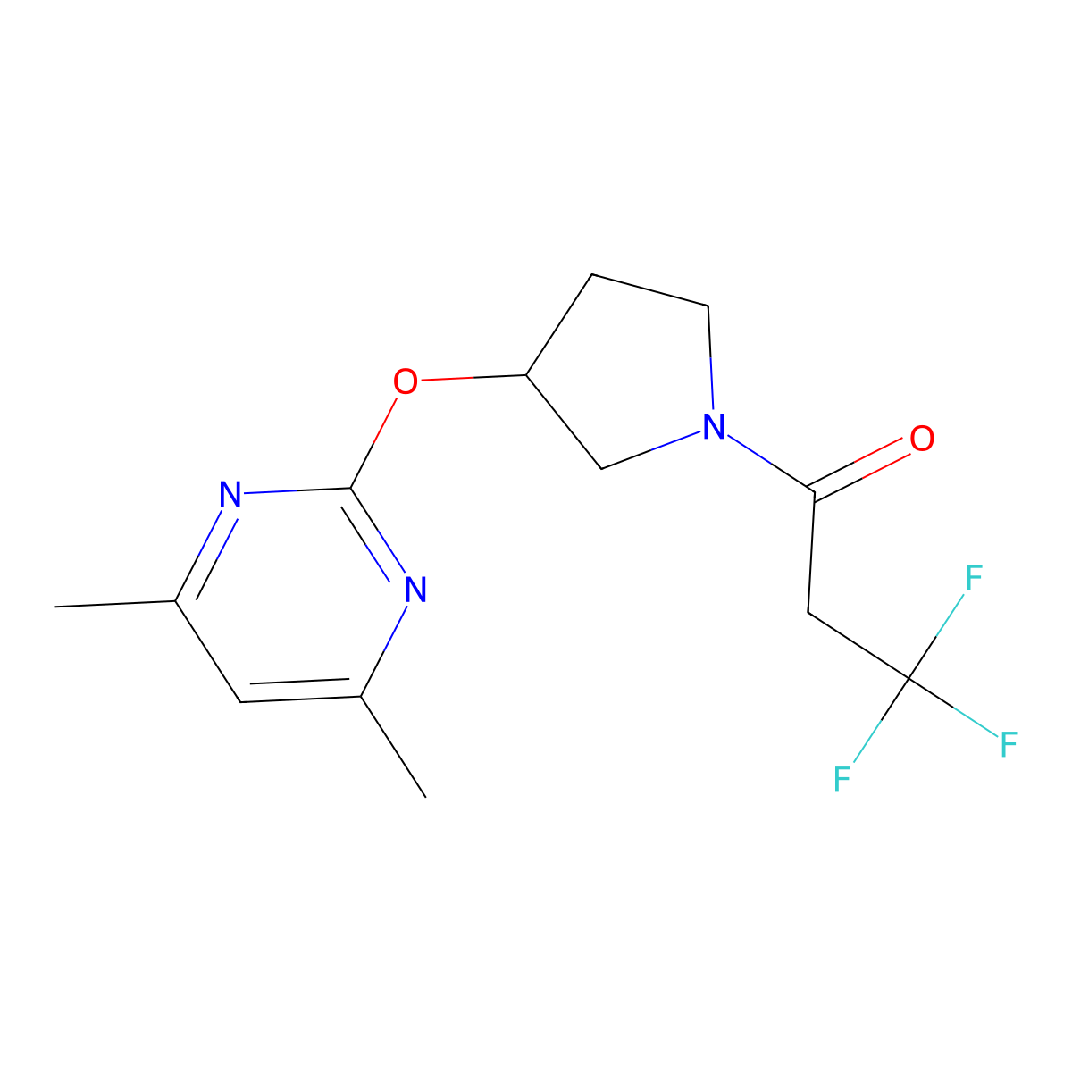 1-(3-((4,6-Dimethylpyrimidin-2-yl)oxy)pyrrolidin-1-yl)-3,3,3-trifluoropropan-1-one molecular structure, CAS 2034498-65-0