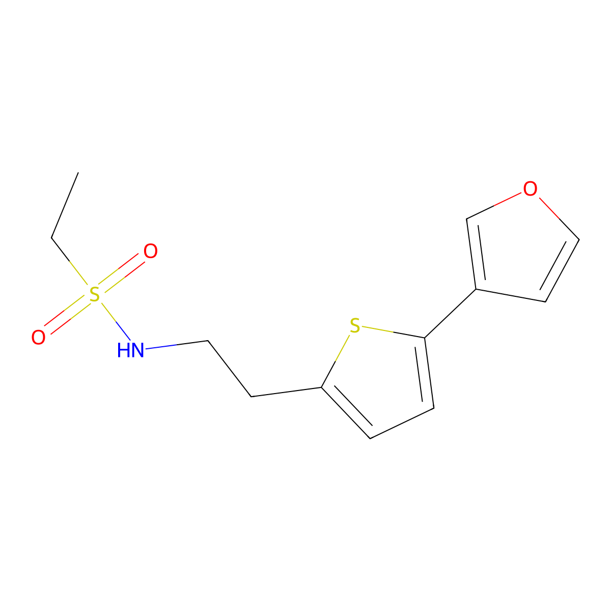 N-(2-(5-(furan-3-yl)thiophen-2-yl)ethyl)ethanesulfonamide molecular structure, CAS 2034498-69-4