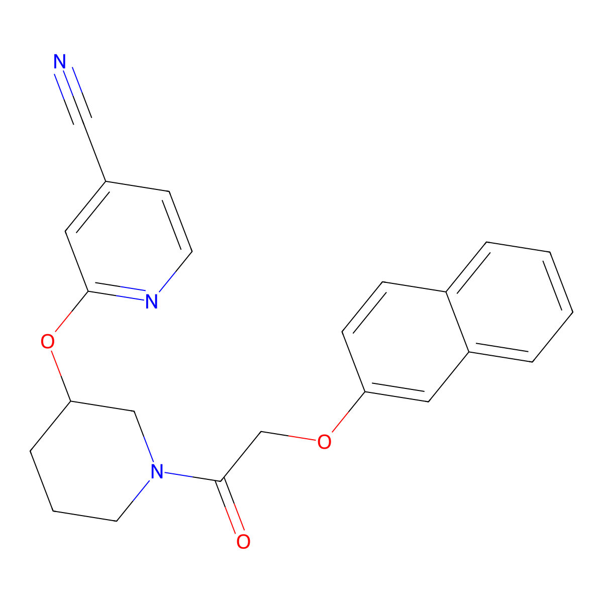 2-((1-(2-(Naphthalen-2-yloxy)acetyl)piperidin-3-yl)oxy)isonicotinonitrile molecular structure, CAS 2034498-73-0