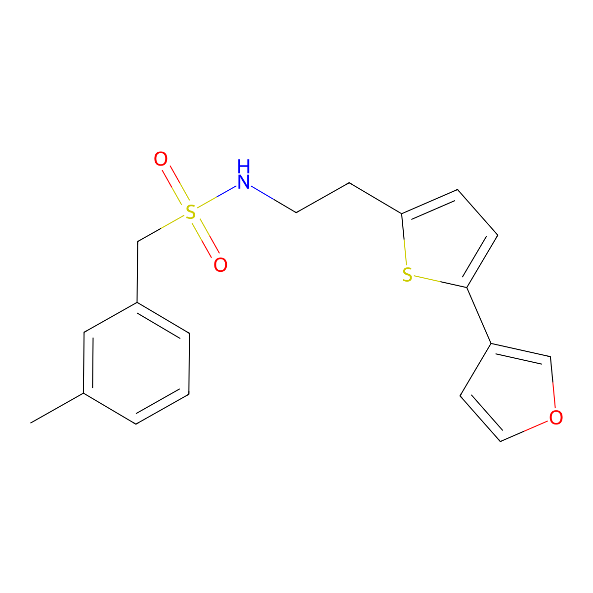 N-(2-(5-(furan-3-yl)thiophen-2-yl)ethyl)-1-(m-tolyl)methanesulfonamide molecular structure, CAS 2034498-76-3