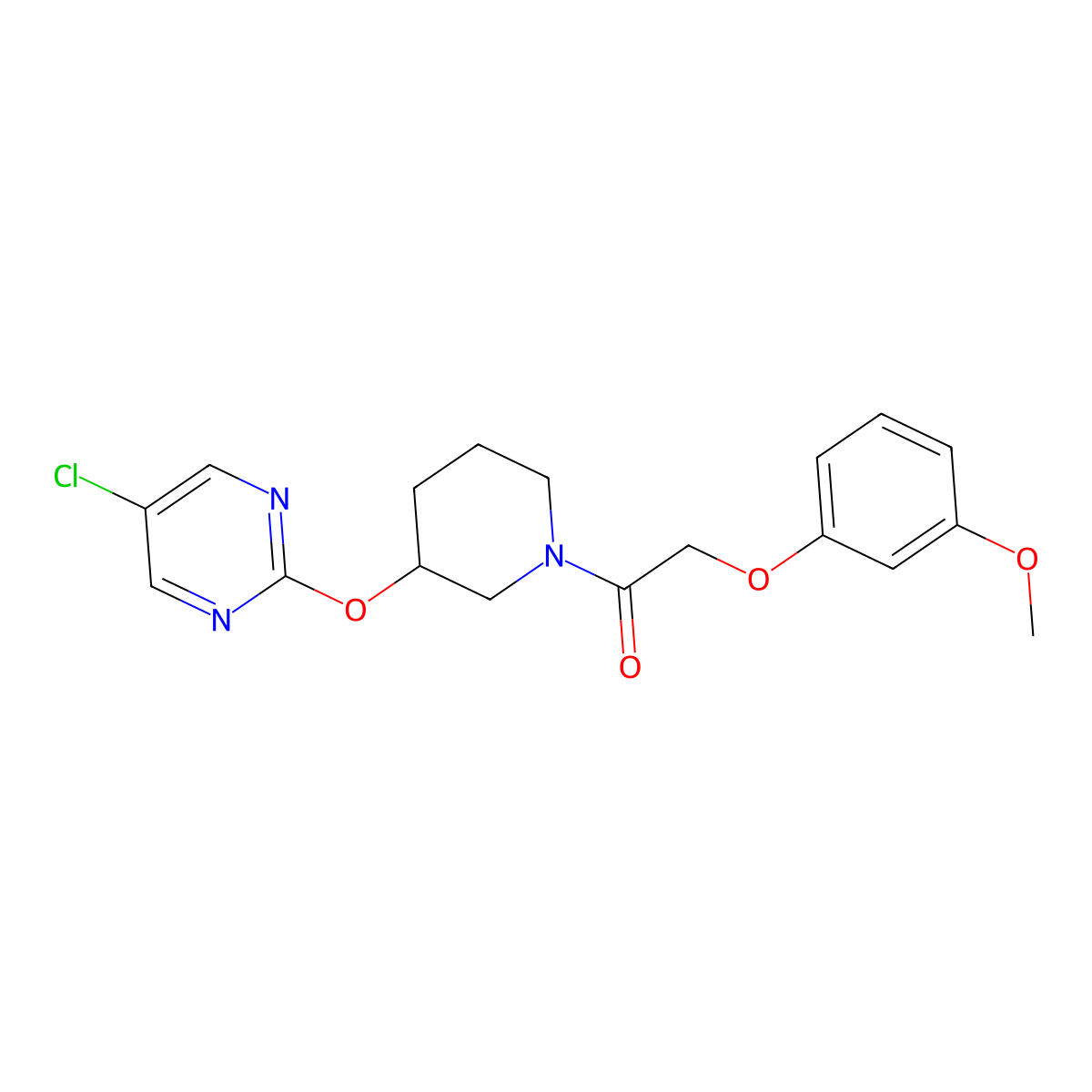 1-(3-((5-Chloropyrimidin-2-yl)oxy)piperidin-1-yl)-2-(3-methoxyphenoxy)ethanone molecular structure, CAS 2034498-80-9