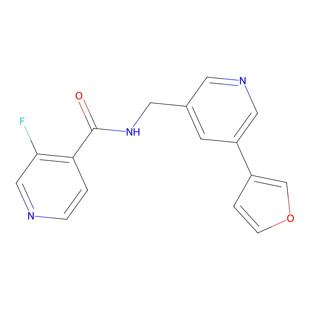 3-fluoro-N-((5-(furan-3-yl)pyridin-3-yl)methyl)isonicotinamide molecular structure, CAS 2034498-81-0