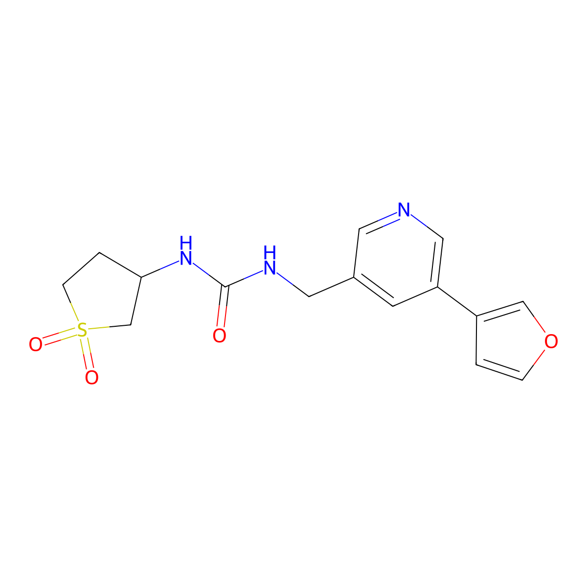 1-(1,1-Dioxidotetrahydrothiophen-3-yl)-3-((5-(furan-3-yl)pyridin-3-yl)methyl)urea molecular structure, CAS 2034498-87-6