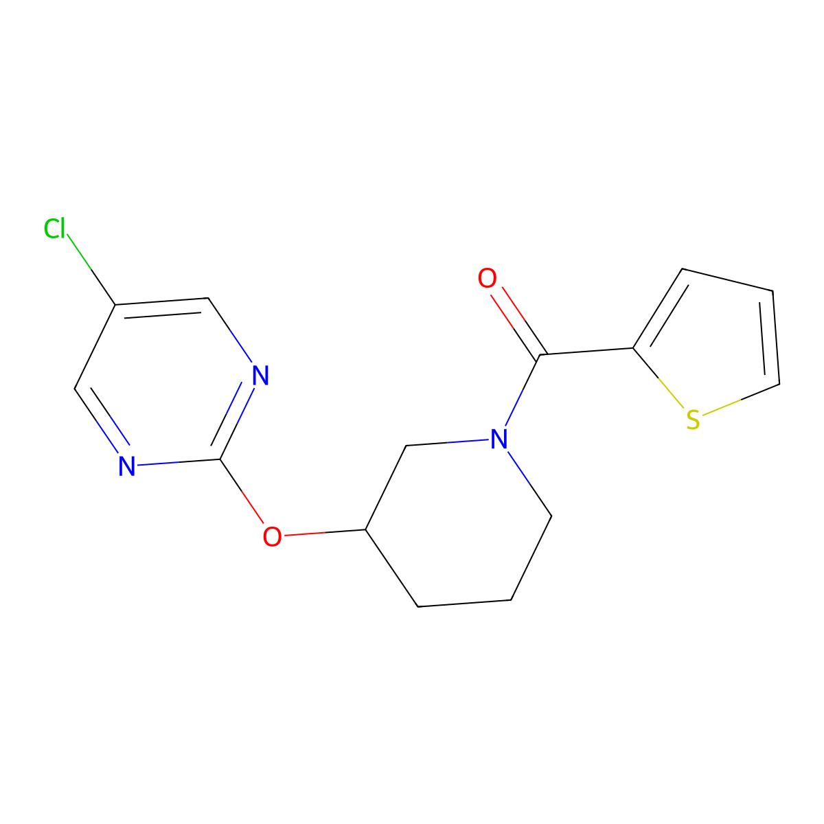 (3-((5-Chloropyrimidin-2-yl)oxy)piperidin-1-yl)(thiophen-2-yl)methanone molecular structure, CAS 2034498-88-7