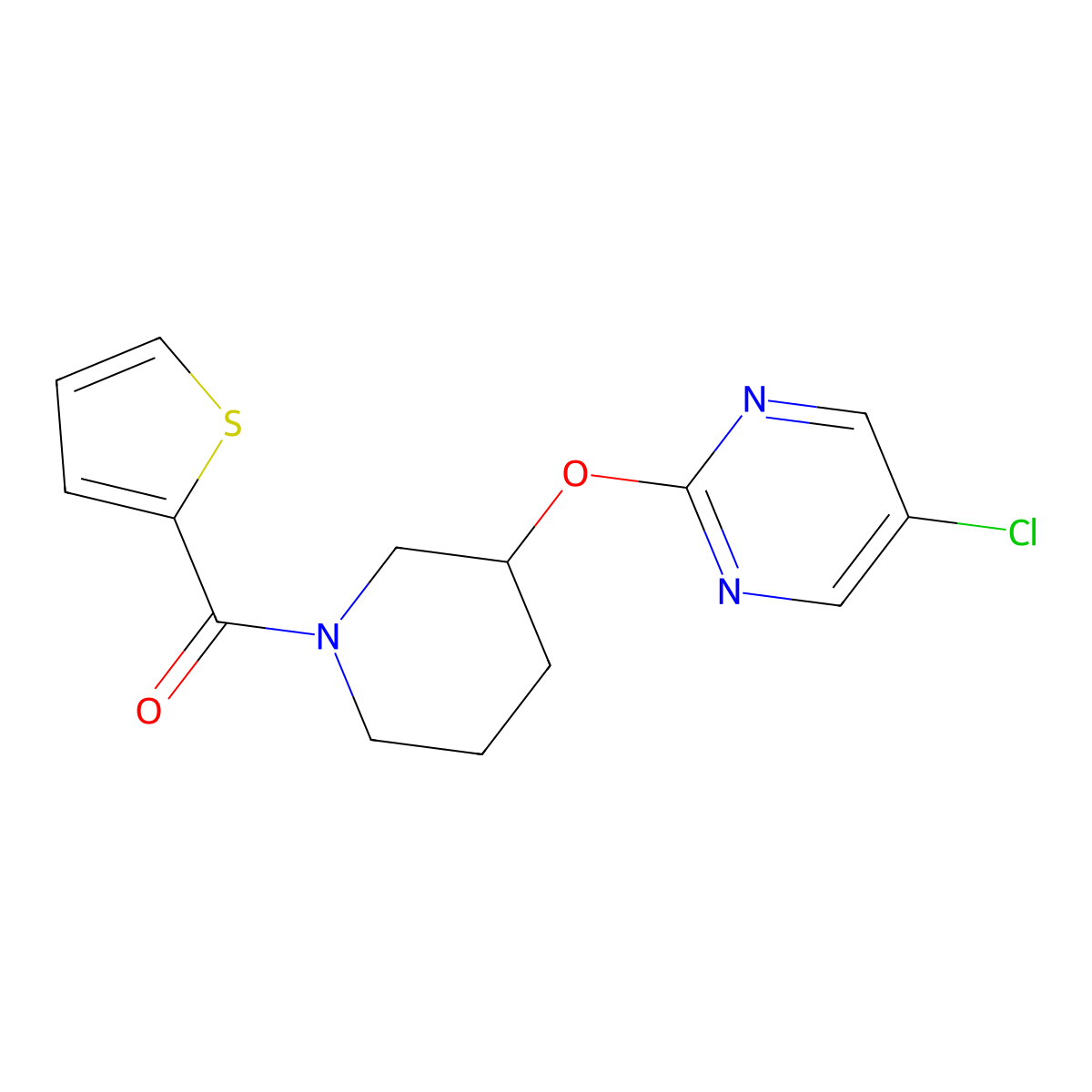(3-((5-Chloropyrimidin-2-yl)oxy)piperidin-1-yl)(thiophen-2-yl)methanone molecular structure, CAS 2034498-88-7
