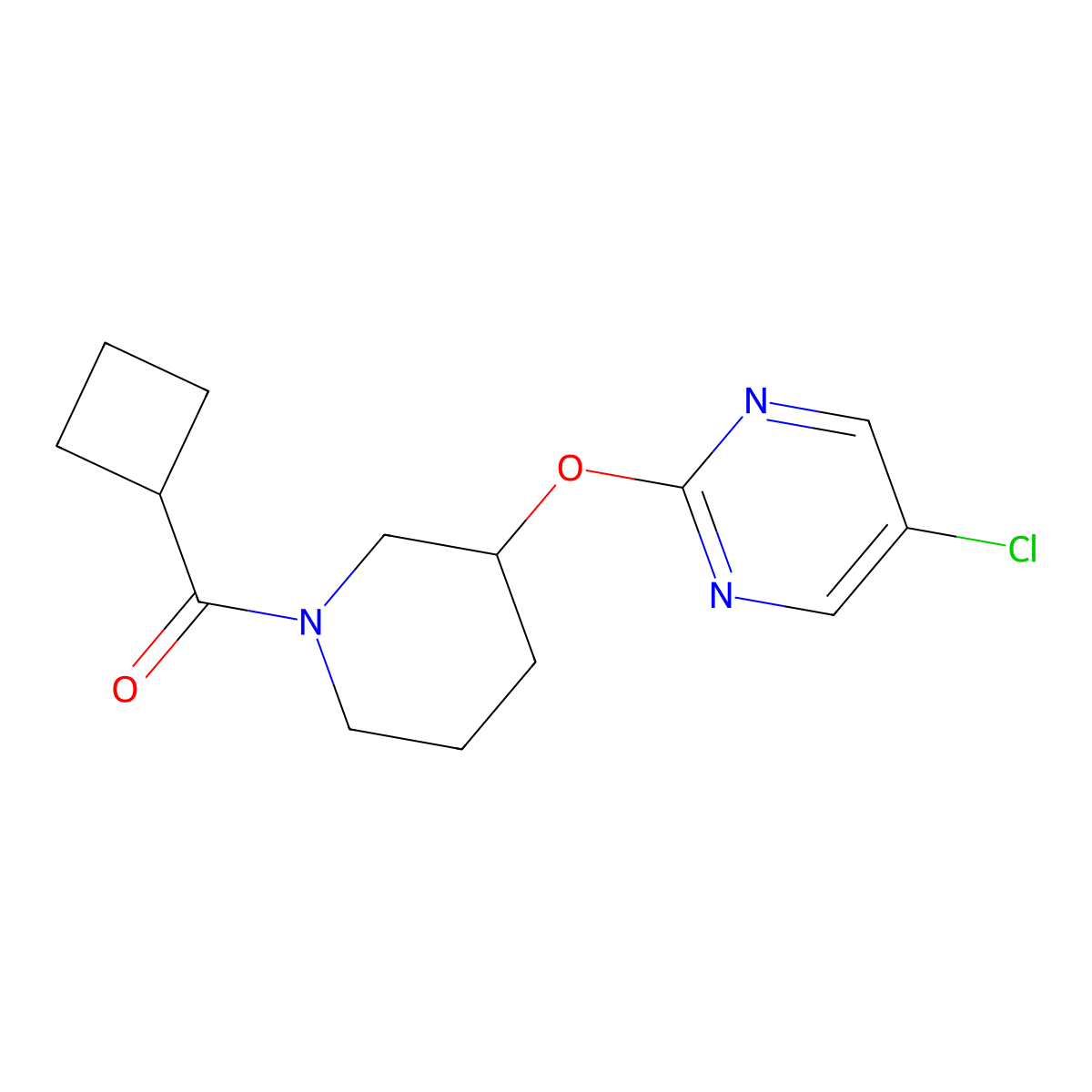 (3-((5-Chloropyrimidin-2-yl)oxy)piperidin-1-yl)(cyclobutyl)methanone molecular structure, CAS 2034499-07-3