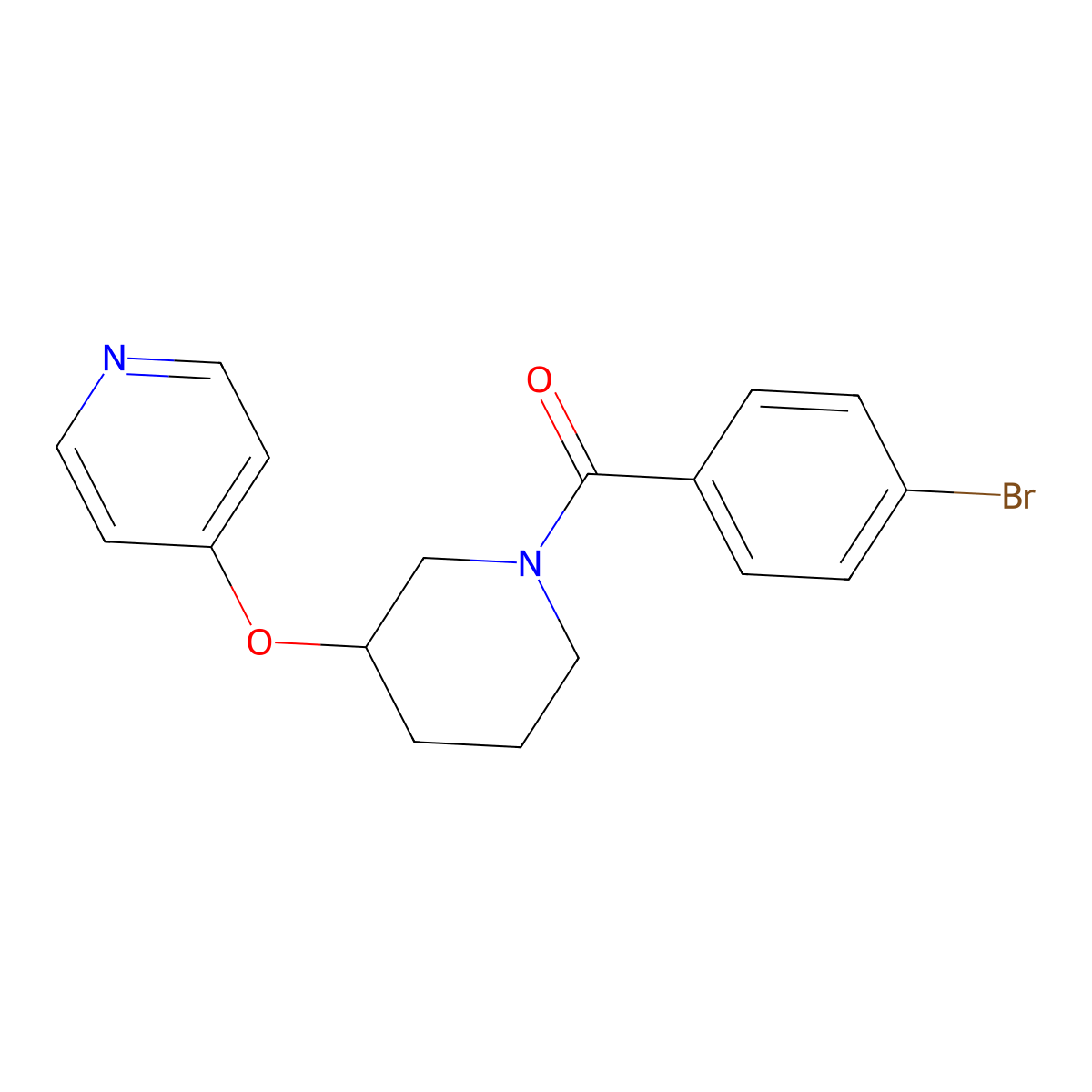 (4-Bromophenyl)(3-(pyridin-4-yloxy)piperidin-1-yl)methanone molecular structure, CAS 2034499-10-8