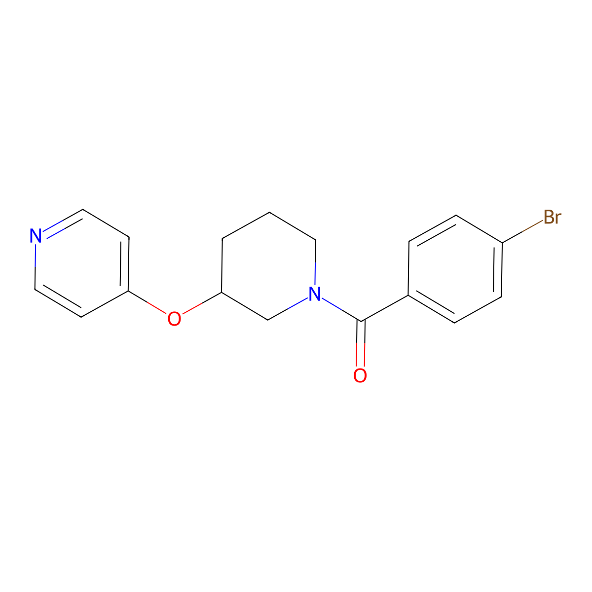 (4-Bromophenyl)(3-(pyridin-4-yloxy)piperidin-1-yl)methanone molecular structure, CAS 2034499-10-8