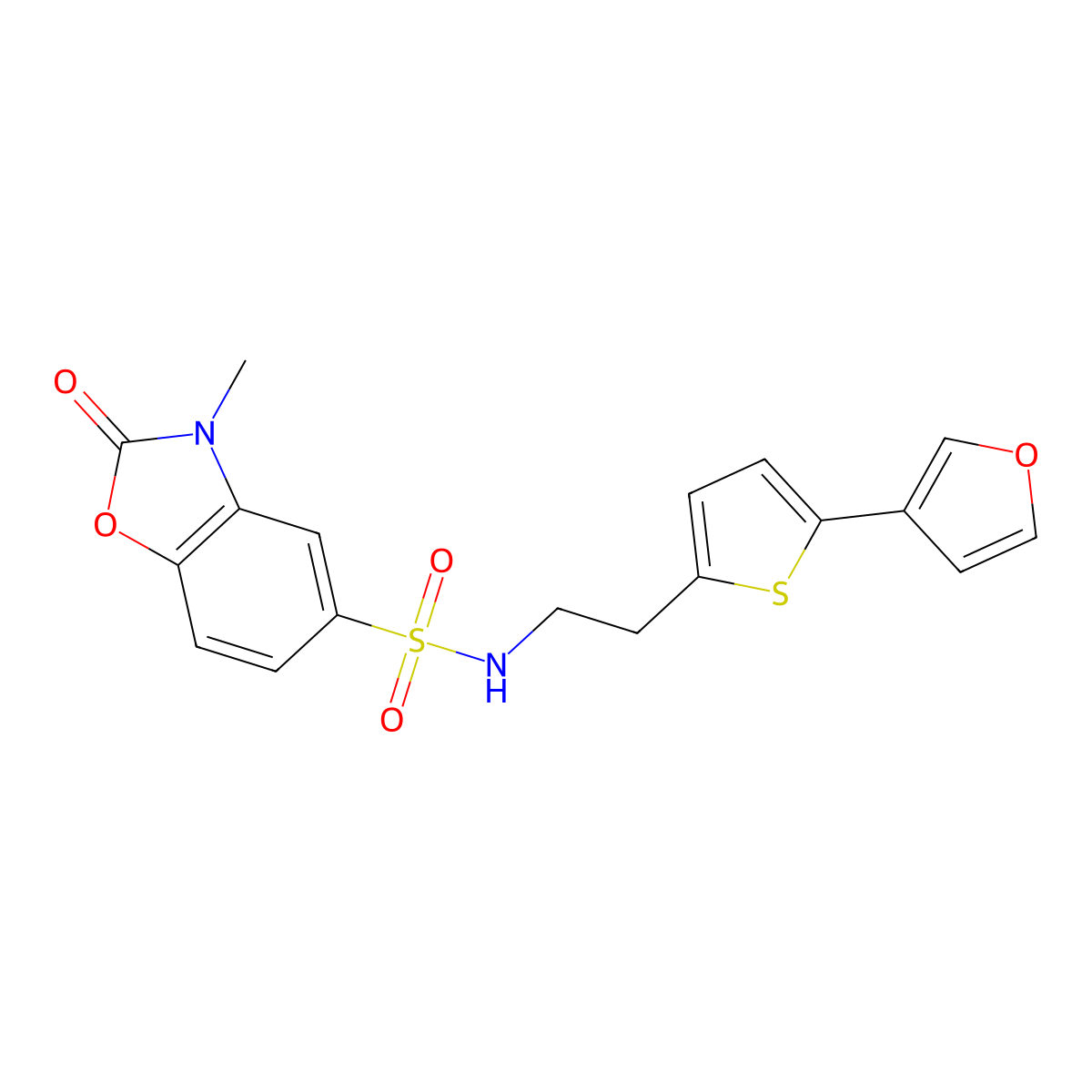 N-(2-(5-(furan-3-yl)thiophen-2-yl)ethyl)-3-methyl-2-oxo-2,3-dihydrobenzo[d]oxazole-5-sulfonamide molecular structure, CAS 2034499-11-9