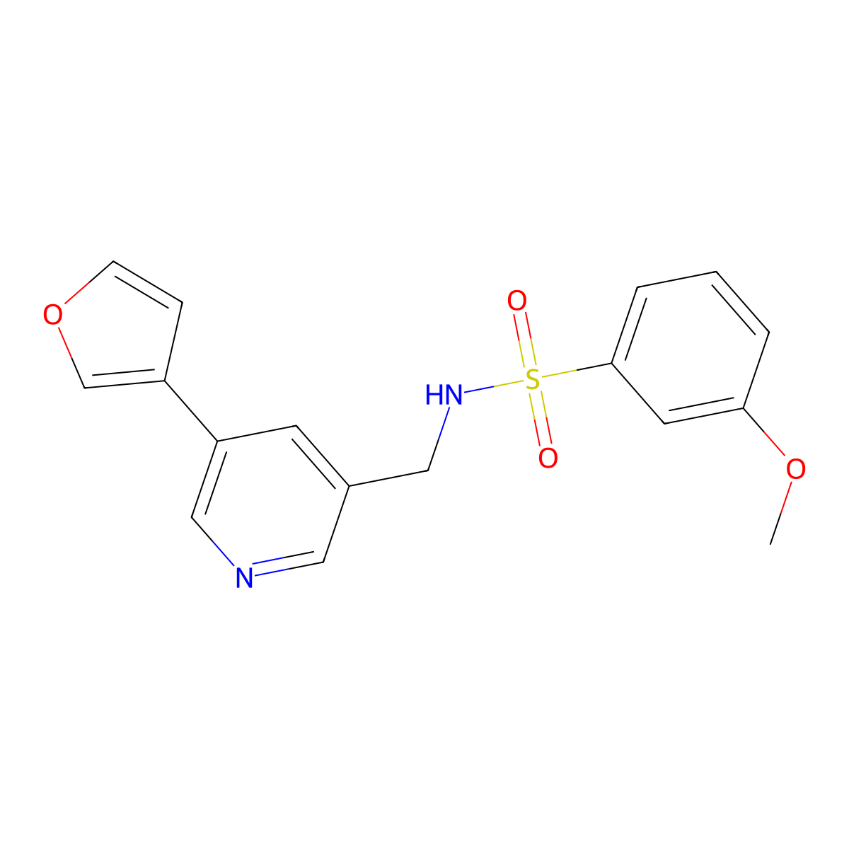 N-((5-(furan-3-yl)pyridin-3-yl)methyl)-3-methoxybenzenesulfonamide molecular structure, CAS 2034499-15-3