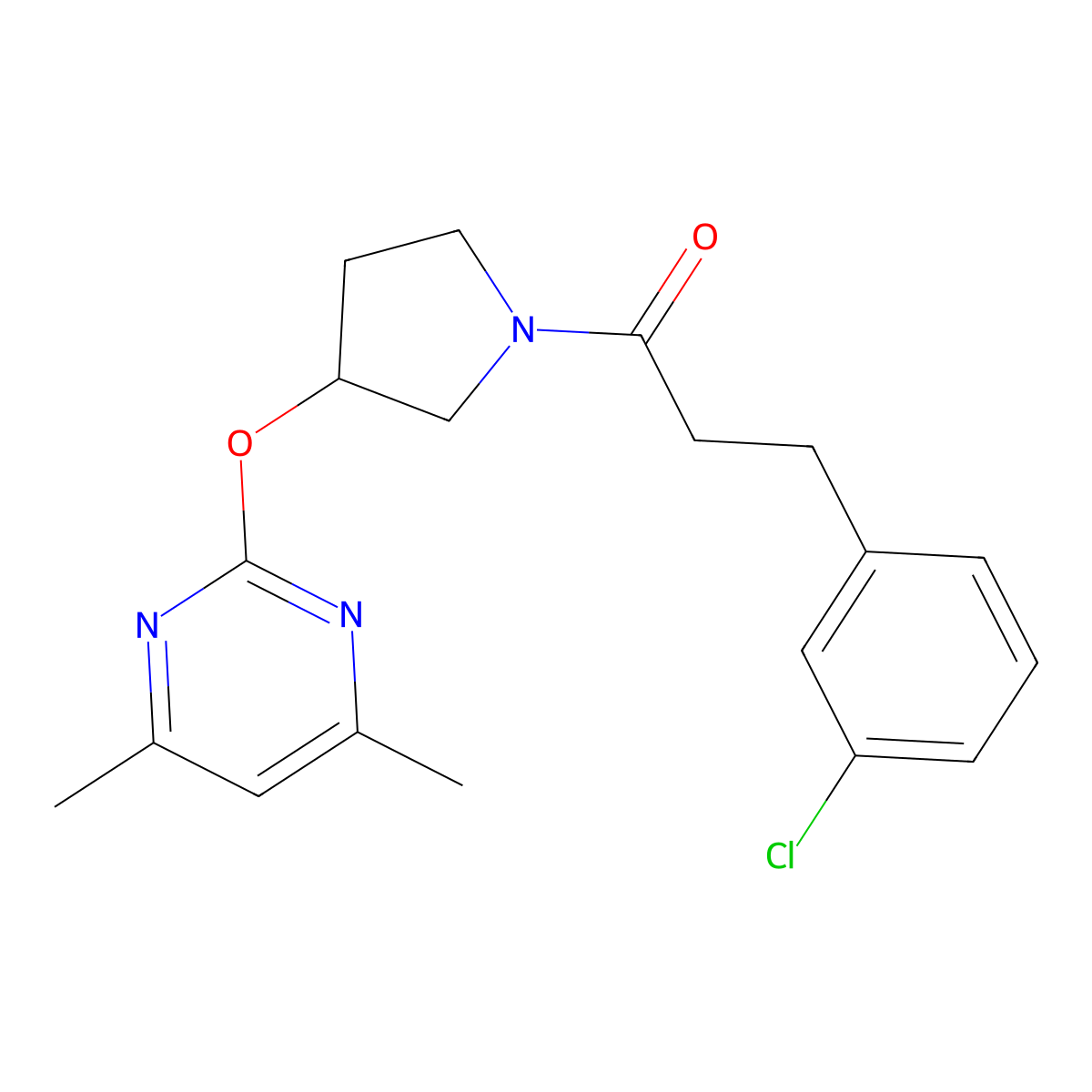 3-(3-Chlorophenyl)-1-(3-((4,6-dimethylpyrimidin-2-yl)oxy)pyrrolidin-1-yl)propan-1-one molecular structure, CAS 2034499-16-4