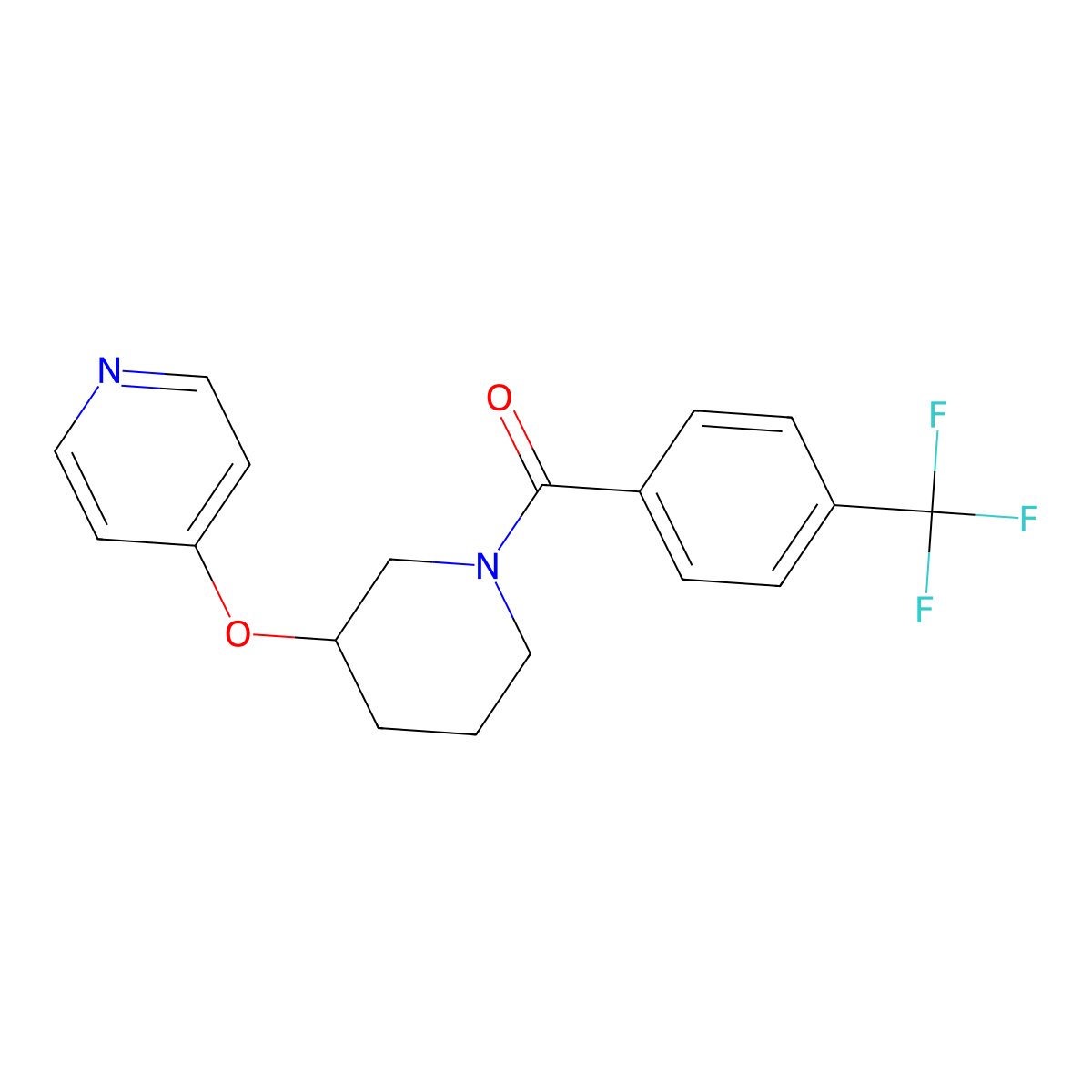 (3-(Pyridin-4-yloxy)piperidin-1-yl)(4-(trifluoromethyl)phenyl)methanone molecular structure, CAS 2034499-17-5