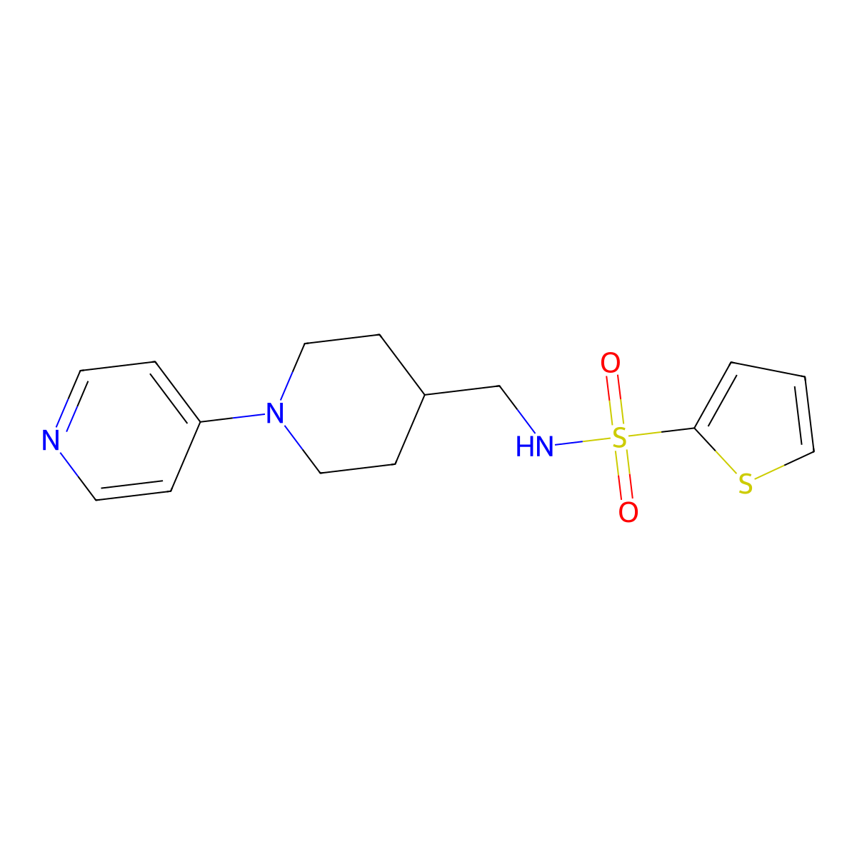 N-((1-(pyridin-4-yl)piperidin-4-yl)methyl)thiophene-2-sulfonamide molecular structure, CAS 2034499-19-7