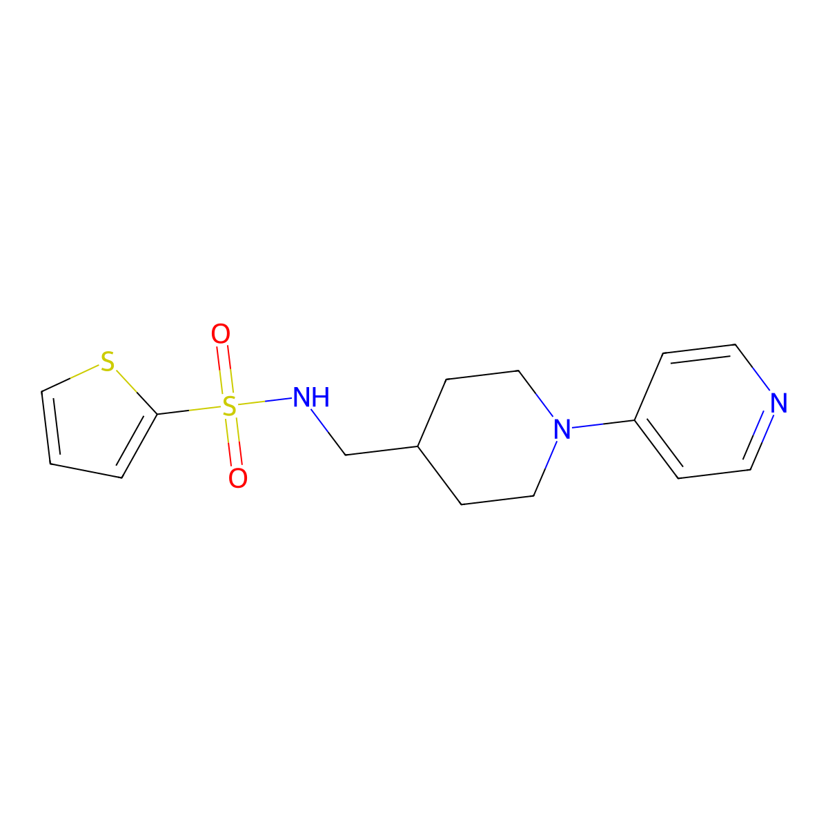 N-((1-(pyridin-4-yl)piperidin-4-yl)methyl)thiophene-2-sulfonamide molecular structure, CAS 2034499-19-7