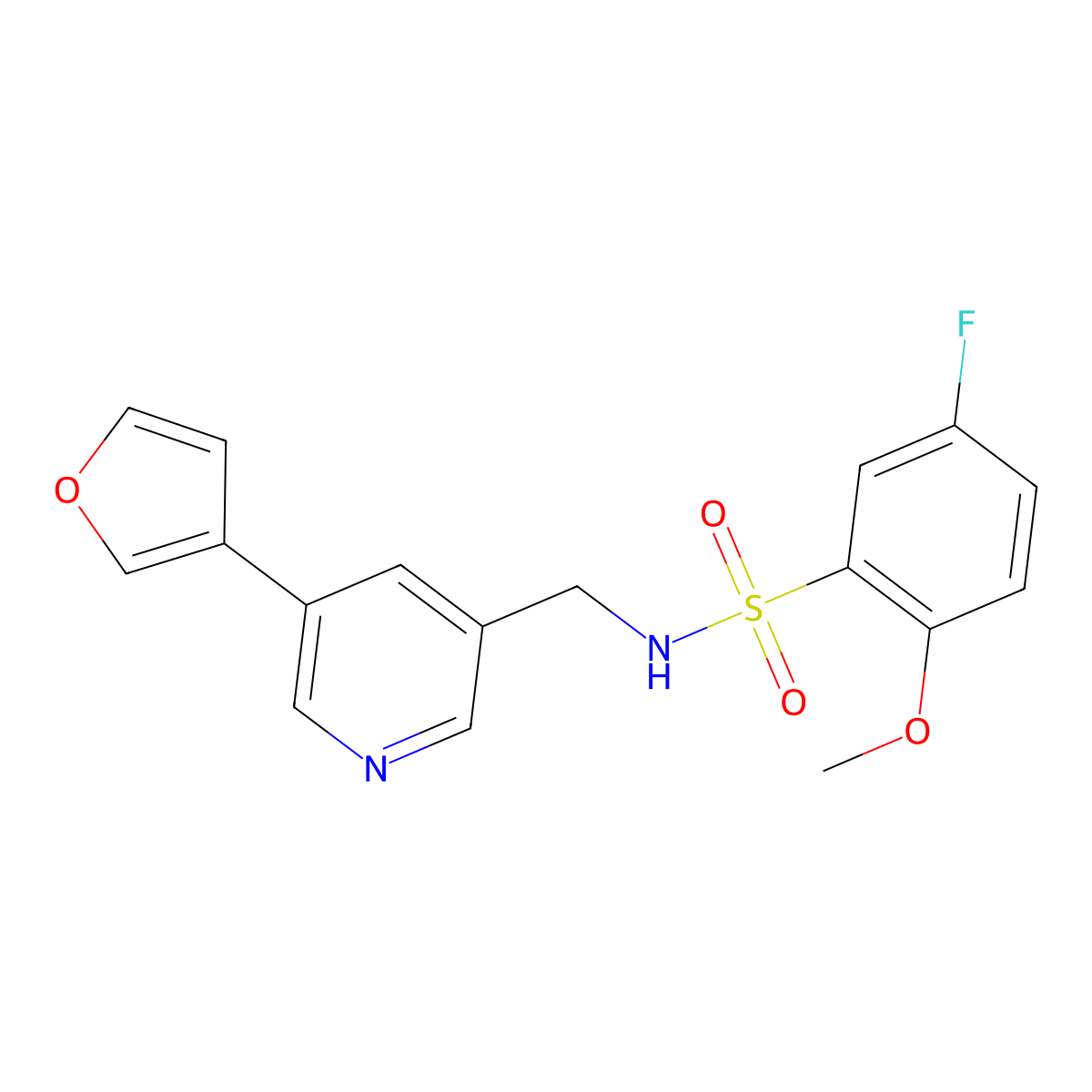 5-fluoro-N-((5-(furan-3-yl)pyridin-3-yl)methyl)-2-methoxybenzenesulfonamide molecular structure, CAS 2034499-21-1