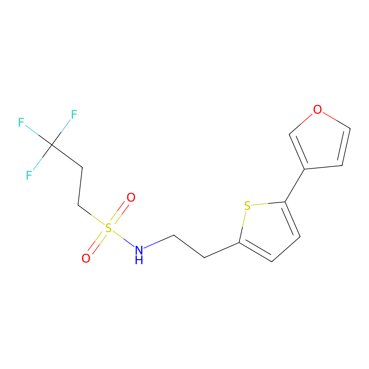 3,3,3-trifluoro-N-{2-[5-(furan-3-yl)thiophen-2-yl]ethyl}propane-1-sulfonamide molecular structure, CAS 2034499-23-3
