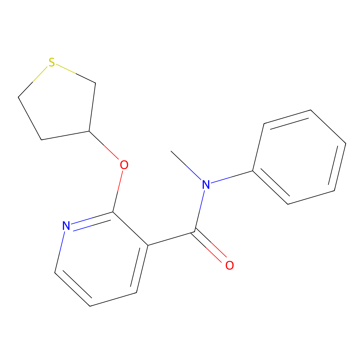 N-methyl-N-phenyl-2-((tetrahydrothiophen-3-yl)oxy)nicotinamide molecular structure, CAS 2034499-26-6