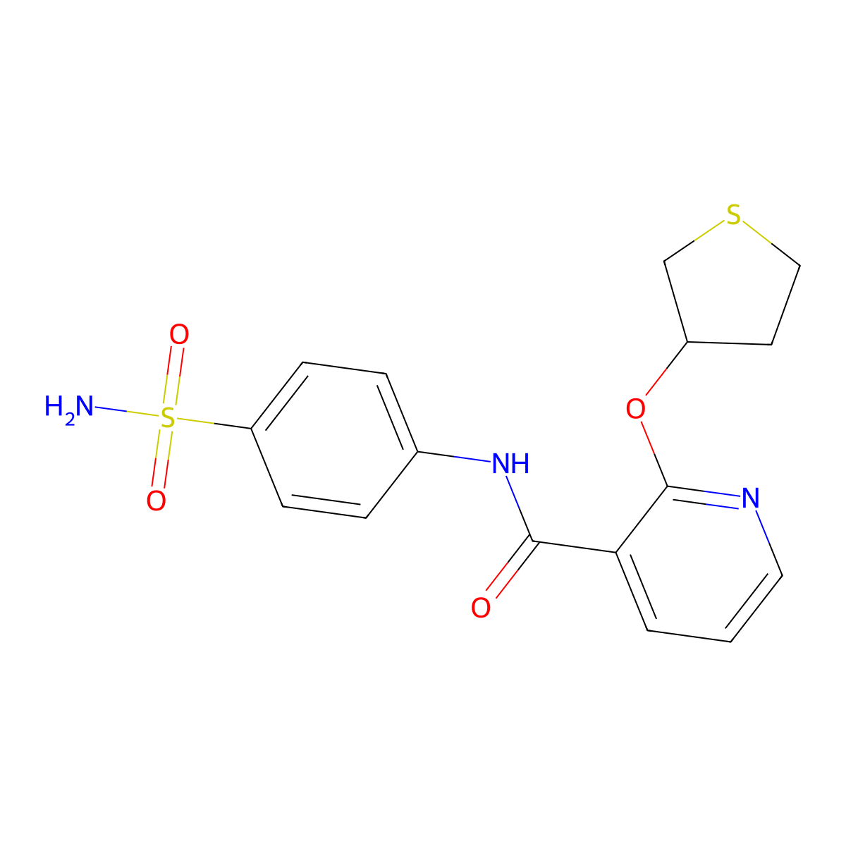 N-(4-sulfamoylphenyl)-2-((tetrahydrothiophen-3-yl)oxy)nicotinamide molecular structure, CAS 2034499-31-3