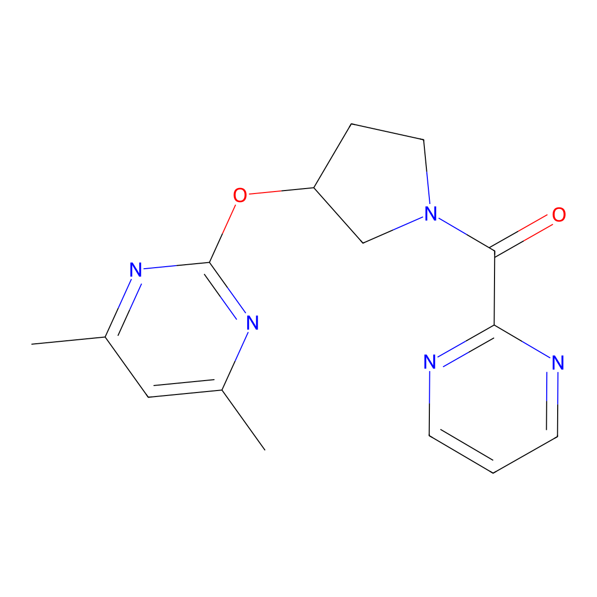 (3-((4,6-Dimethylpyrimidin-2-yl)oxy)pyrrolidin-1-yl)(pyrimidin-2-yl)methanone molecular structure, CAS 2034499-32-4