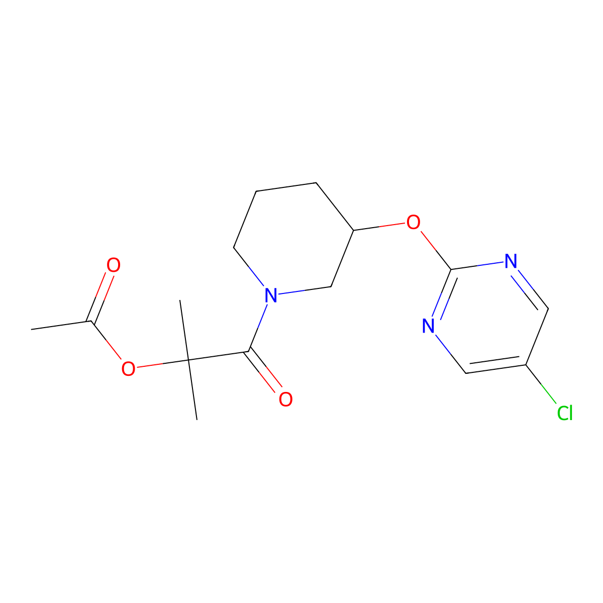 1-(3-((5-Chloropyrimidin-2-yl)oxy)piperidin-1-yl)-2-methyl-1-oxopropan-2-yl acetate molecular structure, CAS 2034499-33-5