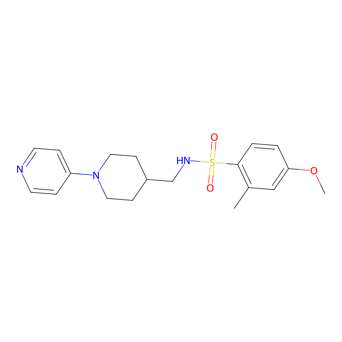4-methoxy-2-methyl-N-((1-(pyridin-4-yl)piperidin-4-yl)methyl)benzenesulfonamide molecular structure, CAS 2034499-35-7