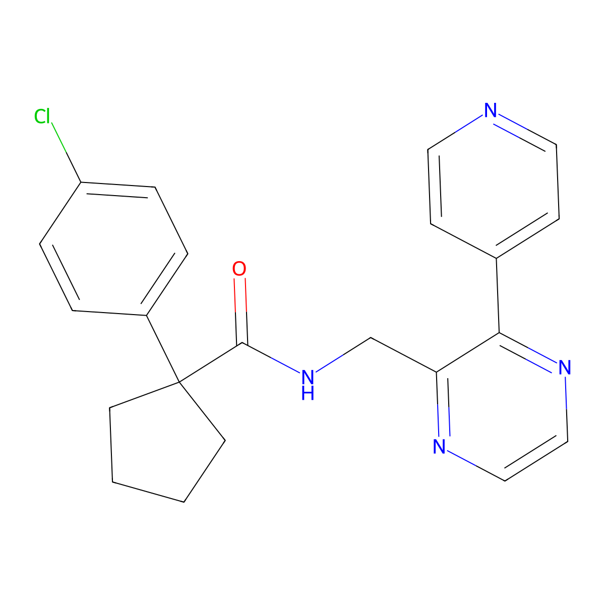 1-(4-chlorophenyl)-N-{[3-(pyridin-4-yl)pyrazin-2-yl]methyl}cyclopentane-1-carboxamide molecular structure, CAS 2034499-36-8