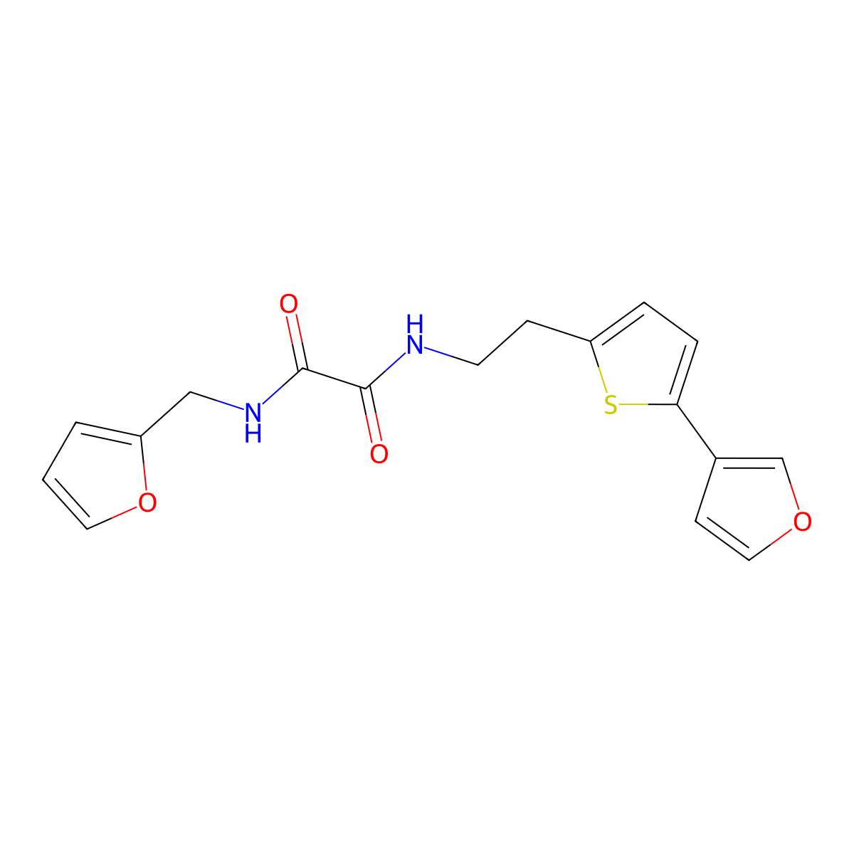 N1-(furan-2-ylmethyl)-N2-(2-(5-(furan-3-yl)thiophen-2-yl)ethyl)oxalamide molecular structure, CAS 2034499-38-0