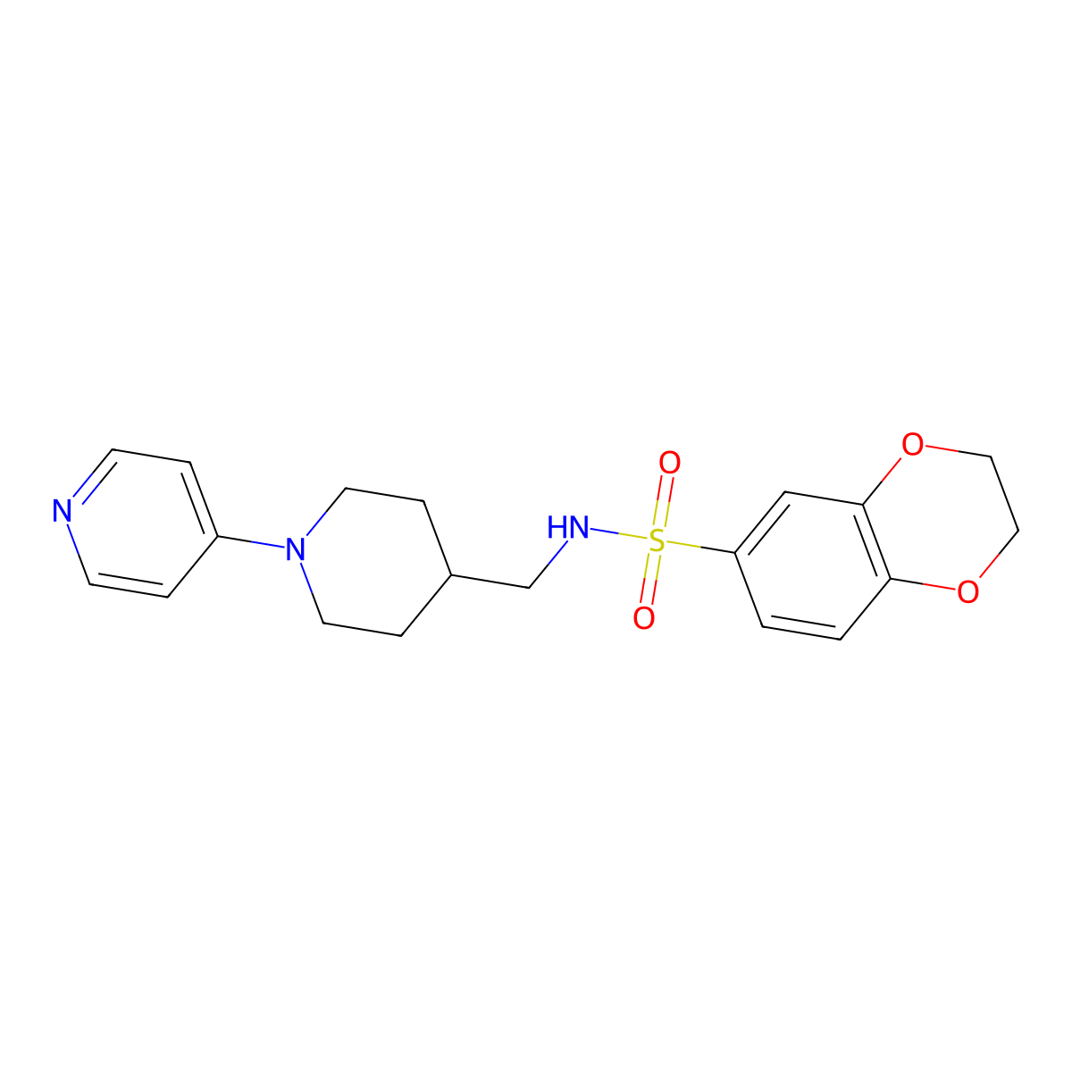 N-((1-(pyridin-4-yl)piperidin-4-yl)methyl)-2,3-dihydrobenzo[b][1,4]dioxine-6-sulfonamide molecular structure, CAS 2034499-42-6
