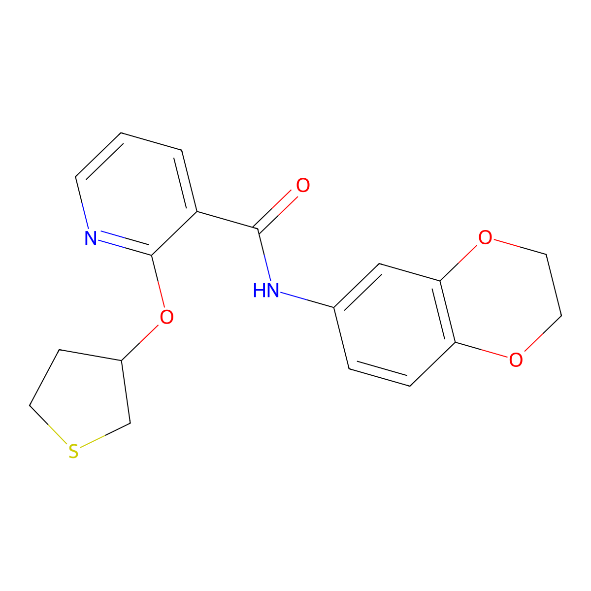 N-(2,3-dihydrobenzo[b][1,4]dioxin-6-yl)-2-((tetrahydrothiophen-3-yl)oxy)nicotinamide molecular structure, CAS 2034499-44-8