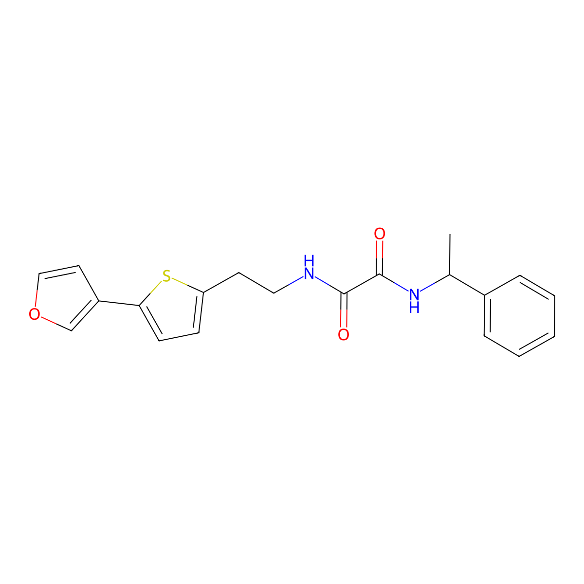 N1-(2-(5-(furan-3-yl)thiophen-2-yl)ethyl)-N2-(1-phenylethyl)oxalamide molecular structure, CAS 2034499-47-1