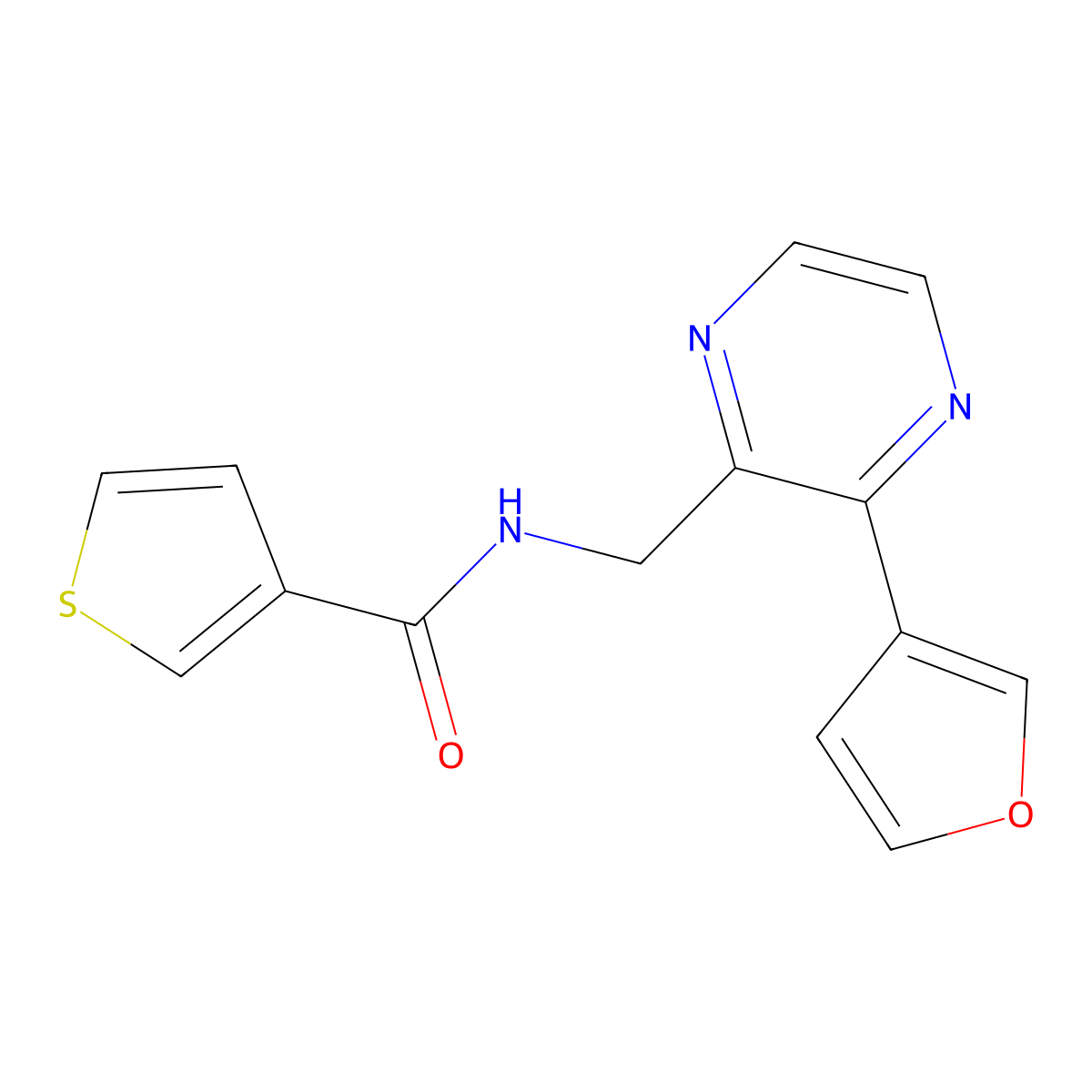 N-{[3-(furan-3-yl)pyrazin-2-yl]methyl}thiophene-3-carboxamide molecular structure, CAS 2034499-54-0