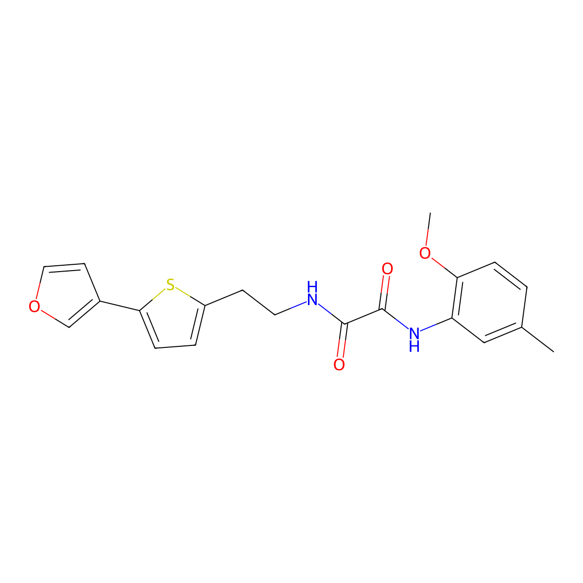 N1-(2-(5-(furan-3-yl)thiophen-2-yl)ethyl)-N2-(2-methoxy-5-methylphenyl)oxalamide molecular structure, CAS 2034499-56-2