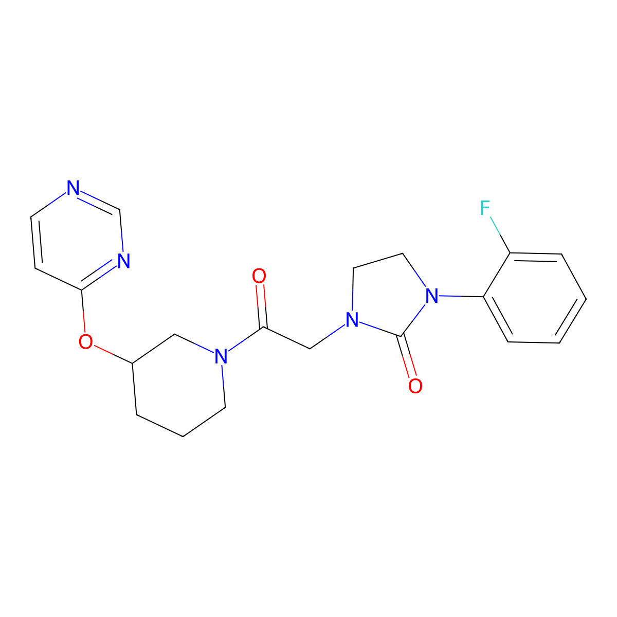 1-(2-Fluorophenyl)-3-(2-oxo-2-(3-(pyrimidin-4-yloxy)piperidin-1-yl)ethyl)imidazolidin-2-one molecular structure, CAS 2034499-57-3