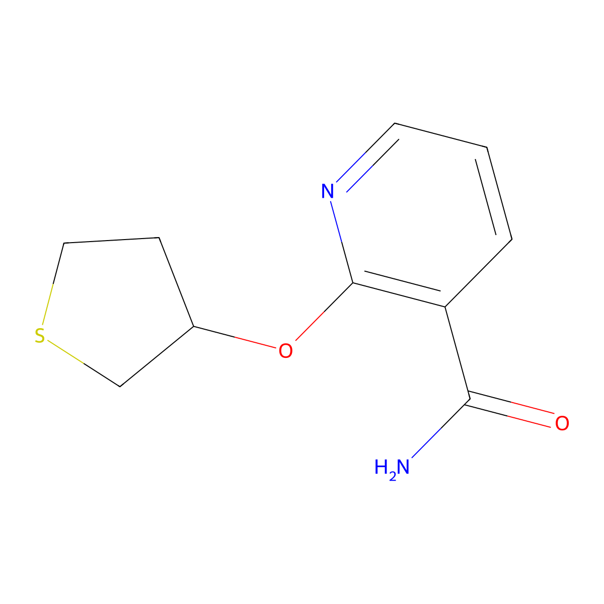 2-((Tetrahydrothiophen-3-yl)oxy)nicotinamide molecular structure, CAS 2034499-58-4