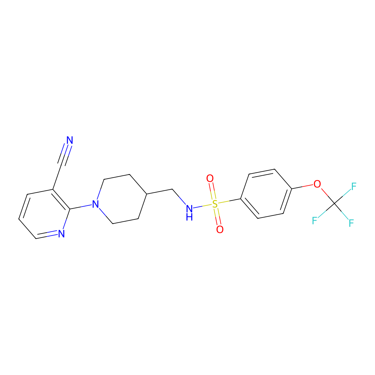 N-((1-(3-cyanopyridin-2-yl)piperidin-4-yl)methyl)-4-(trifluoromethoxy)benzenesulfonamide molecular structure, CAS 2034499-61-9
