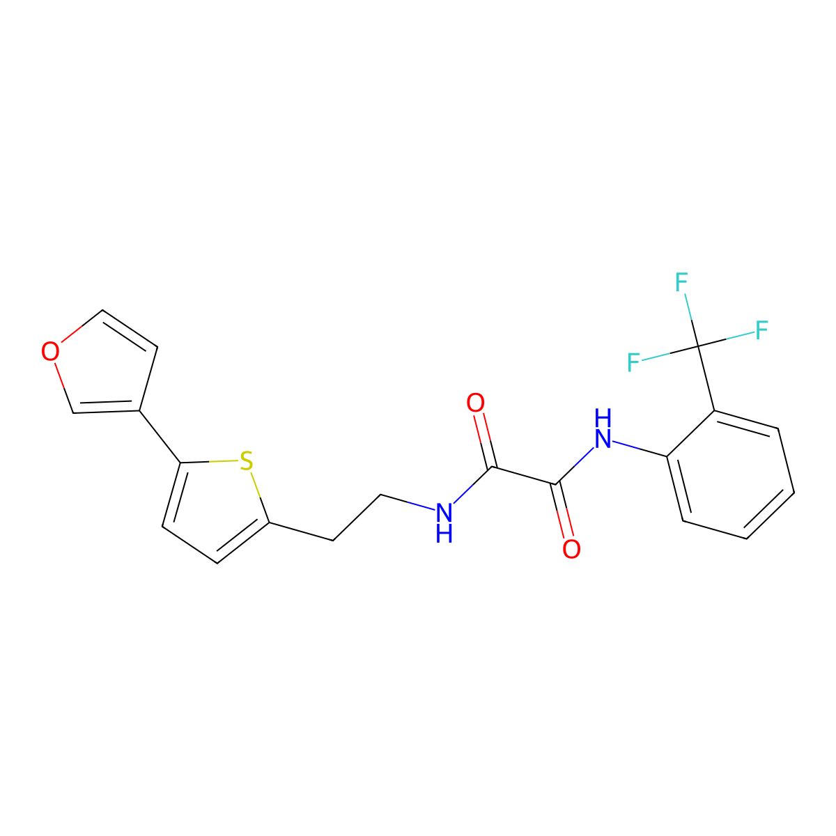 N1-(2-(5-(furan-3-yl)thiophen-2-yl)ethyl)-N2-(2-(trifluoromethyl)phenyl)oxalamide molecular structure, CAS 2034499-62-0