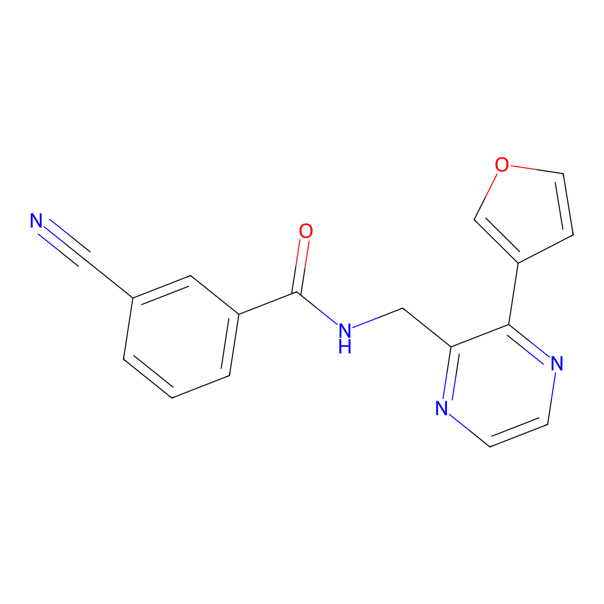 3-cyano-N-{[3-(furan-3-yl)pyrazin-2-yl]methyl}benzamide molecular structure, CAS 2034499-63-1