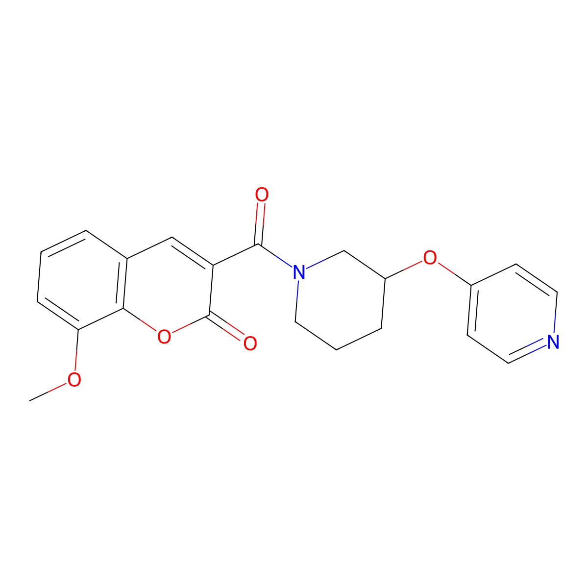 8-methoxy-3-(3-(pyridin-4-yloxy)piperidine-1-carbonyl)-2H-chromen-2-one molecular structure, CAS 2034499-65-3