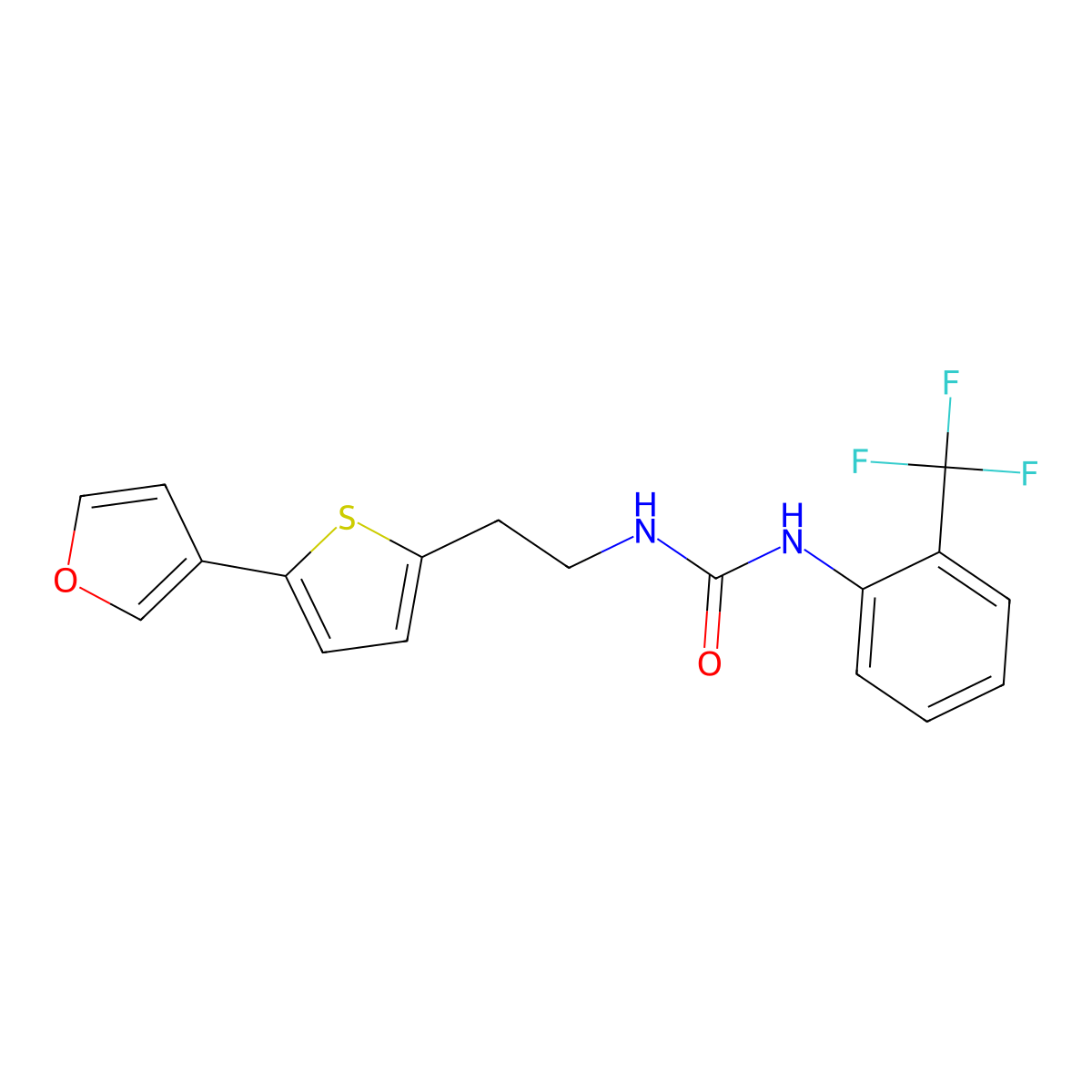 1-(2-(5-(Furan-3-yl)thiophen-2-yl)ethyl)-3-(2-(trifluoromethyl)phenyl)urea molecular structure, CAS 2034499-67-5